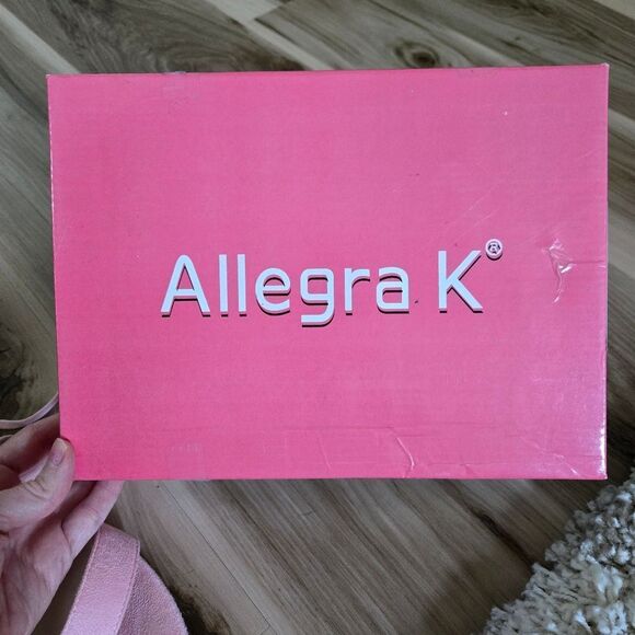 Allegra K Pink Suede Open Toe Block Style Strappy Heels Women's Size 9 - Picture 7 of 11